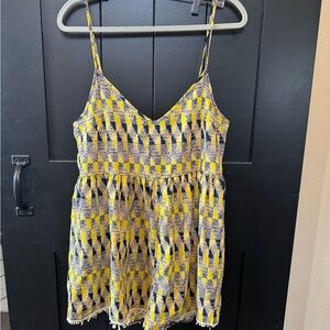 Yellow & Navy Print Spaghetti-Strap Women’s Tank Romper